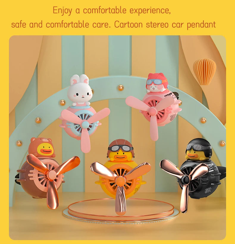 1PC Car Magnetic Cute Cartoon Figure Air Outlet Clip Aromatherapy - Complimentary Two Unscented PE Tablets and Two 5ml Bottles