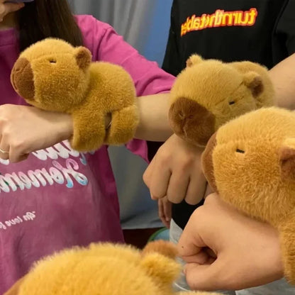 Capybara Clap Circle Toys  Capybara Plush Hand Ring Wristband Kawaii Stuffed Animal Doll Curtains Bicycle Party Decor Kids Gift