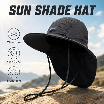 Outdoor Fishing Cap Sun Protection Wide Brim Hat Lightweight Breathable Adjustable Hiking Fishing Climbing Hat Summer Travel