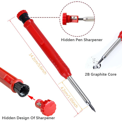 Solid Carpenter Pencil Set Deep Hole Marking Tool Pen Built In Pencil Sharpener Carpenter Lead Core Automatic Pencil Drawing Pen