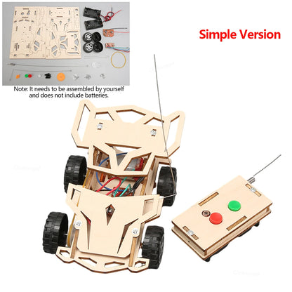 DIY Wooden Remote Control Car Mini Four-Wheel Drive Racing Car Science Experiment Kits STEM Educational Toy for Teen Kids Gifts