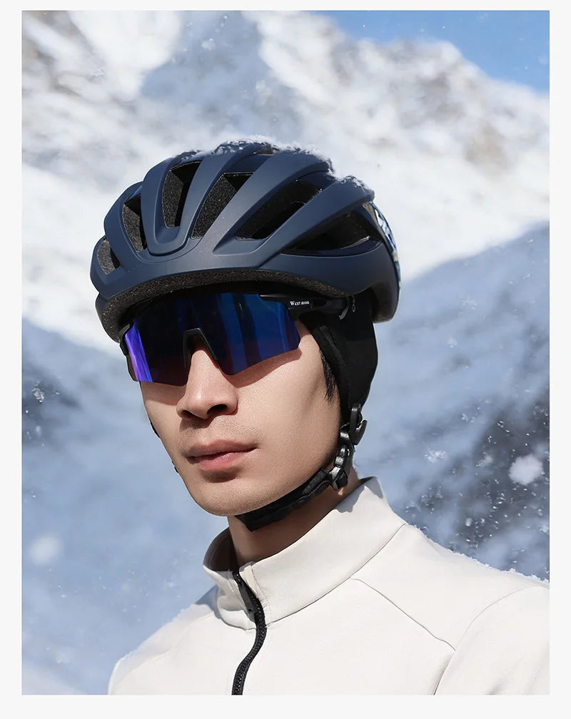 WEST BIKING Winter Fleece Cycling Cap Windproof Thermal Skull Cap Helmet Liner Running Skiing Motocycle Riding Men MTB Bike Hat