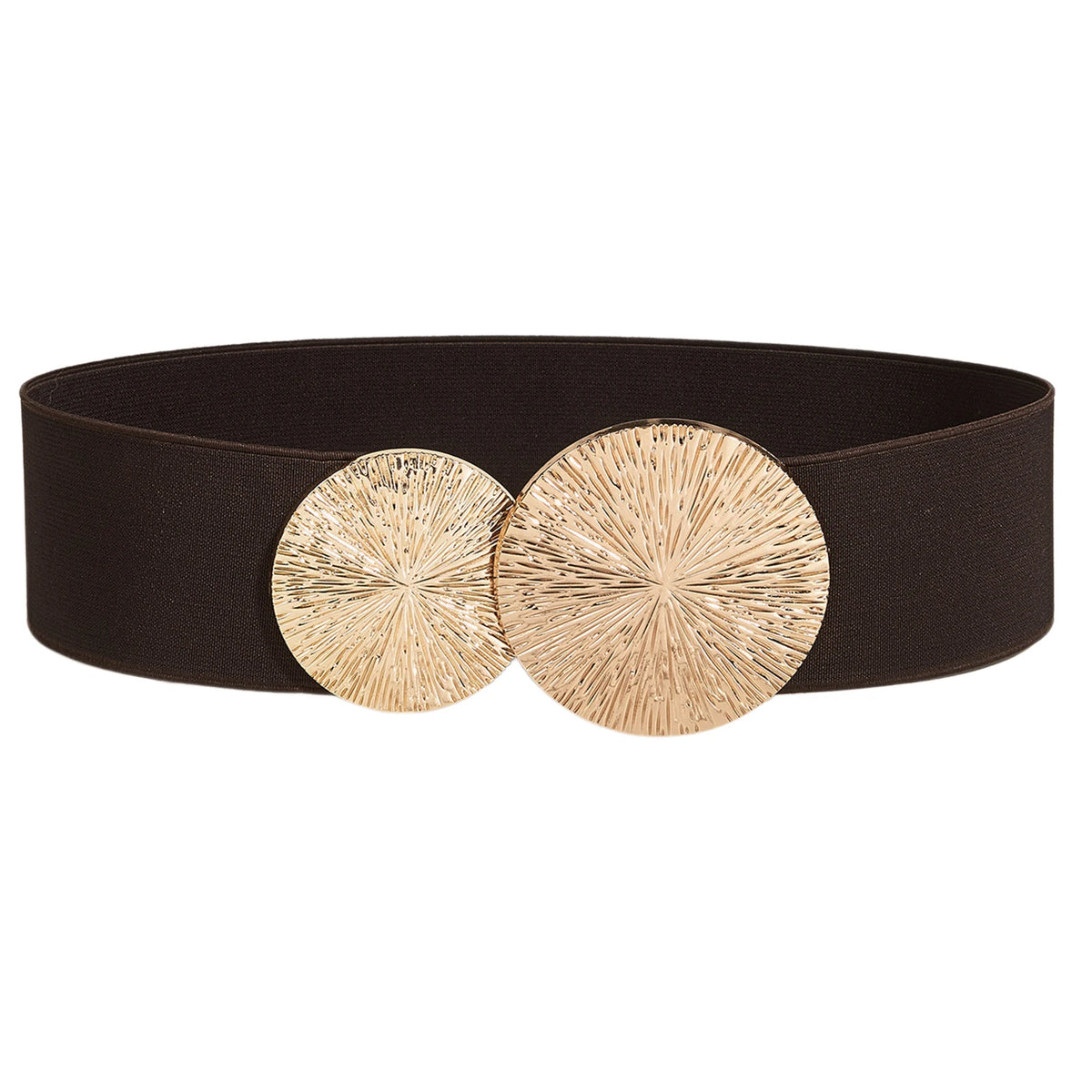 Women Solid-Color Belt,Wide Elastic Belt ,Coat/Dress Accessories Waist Belt,Chunky-Gold Discs Round Belts,for Daily/Party Use