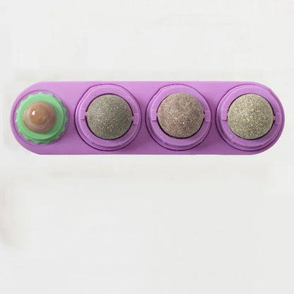 4 in 1 Rotating Catnip Silver Vine Ball Teeth Cleaning Acne Prevention Digestive Health Wall Stick on Toy Edible Safe Material