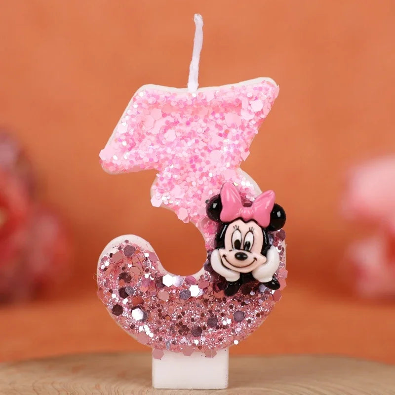 3D Number Birthday Cartoon 0-9 Minnie Mouse Candles Cake Anniversary Party Plug-in Birthday Cake Decoration Supplies DIY Gifts