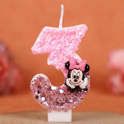 3D Number Birthday Cartoon 0-9 Minnie Mouse Candles Cake Anniversary Party Plug-in Birthday Cake Decoration Supplies DIY Gifts
