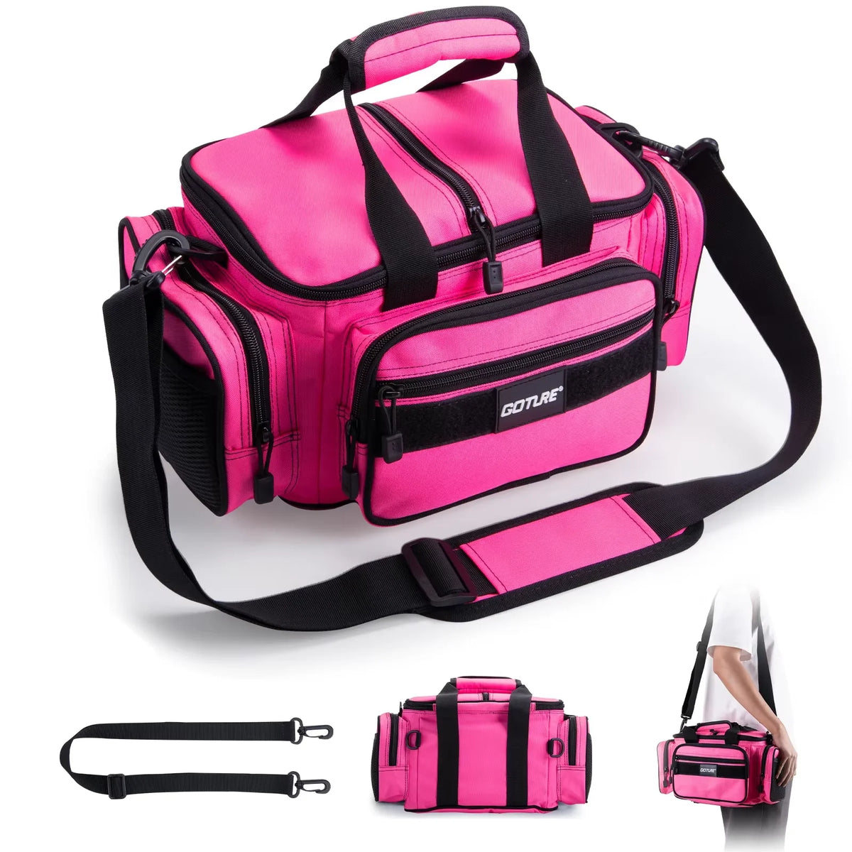 Goture Fishing Tackle Bags 38*23*19cm Shoulder Bag High Capacity 600D Oxford Cloth Outdoor Cycling Backpack Camping Picnic Bag