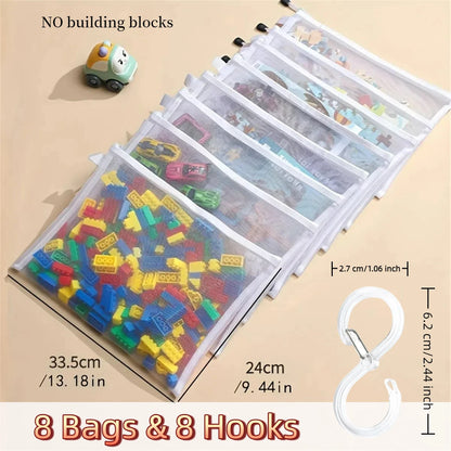 8pcs Zipper Mesh Bags, 3 Sizes, Zipper Mesh Bags, Waterproof Clear Travel Bags, Office Supplies Document Bags With Zipper