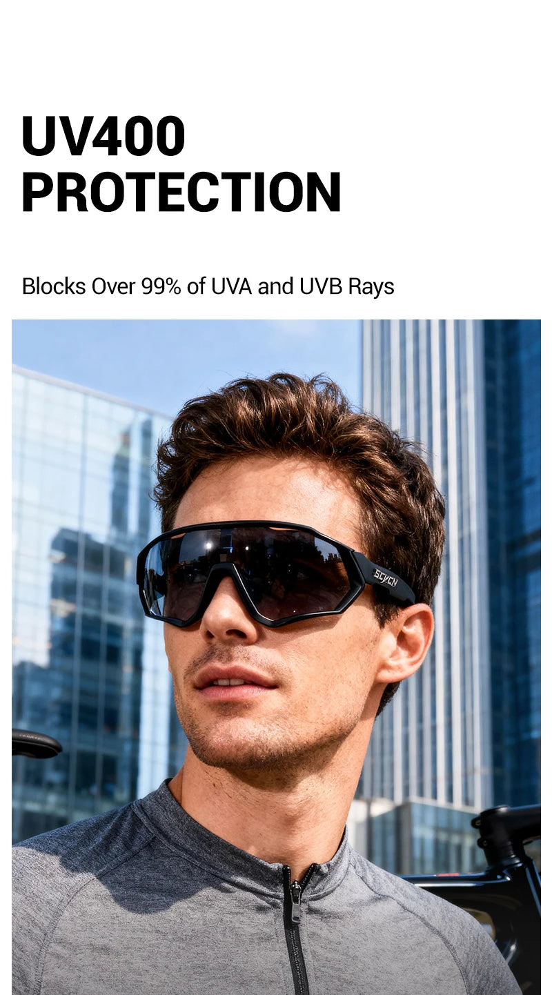 SCVCN Photochromic Cycling Sunglasses Outdoor Sports Running Drving Glasses Road MTB Bicycle Goggles  UV400 Safety Bike Eyewear