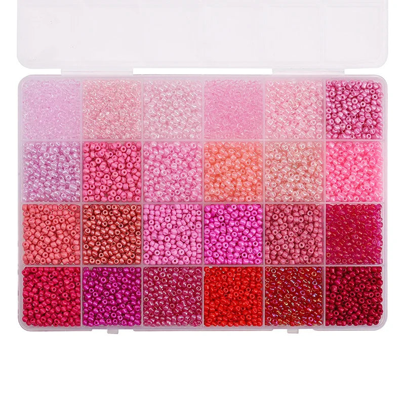 24 Grid 3mm Premium Glass Rice Beads Set 5200pcs Tiny Seed Beads Box Kit for Bracelet Necklaces Jewelry Making DIY Craft Beading
