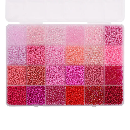 24 Grid 3mm Premium Glass Rice Beads Set 5200pcs Tiny Seed Beads Box Kit for Bracelet Necklaces Jewelry Making DIY Craft Beading