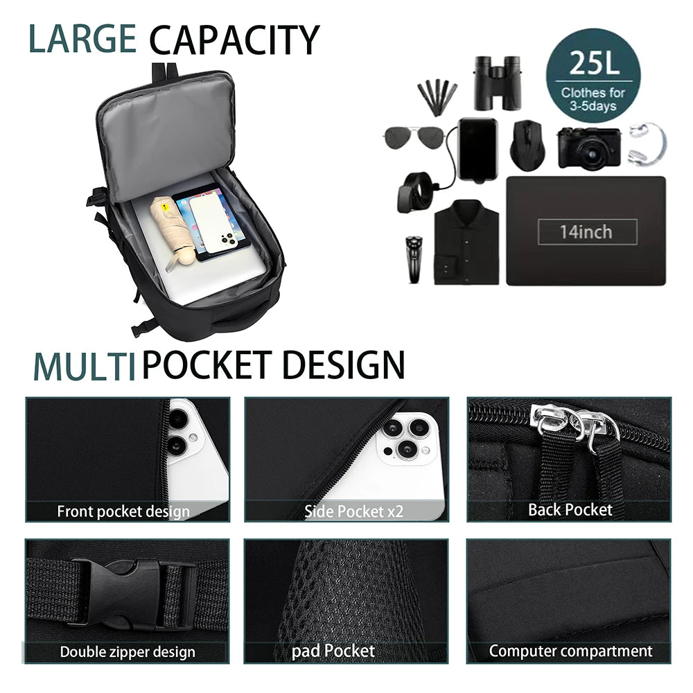 2-Piece 40×30×20cm 180 °   Full Opening Backpack Set, Large Carry-On with Tote Bag for Travel, Business, School & Daily Commuting
