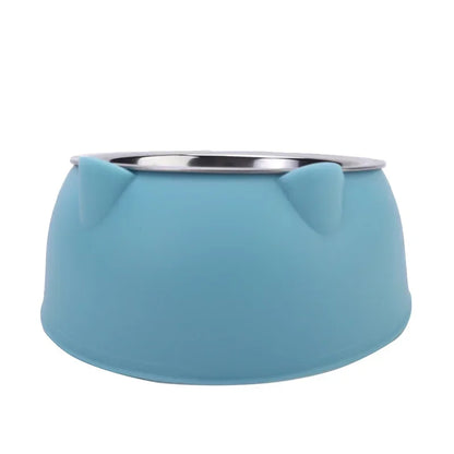 Stainless Steel Cat Bowl with Non Slip Base Cute Cat Ear Design Elevated Pet Food Water Bowl for Dog Kitten Puppy Safe Durable