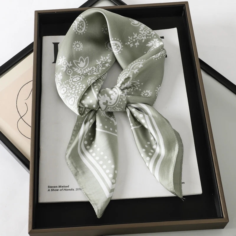 Luxury Brand Silk Square Paisley Scarf Women Satin Neck Hair Tie Band Soft Bandana Neckerchife 2025 Hijab Head Female Foulard