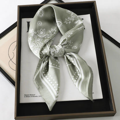 Luxury Brand Silk Square Paisley Scarf Women Satin Neck Hair Tie Band Soft Bandana Neckerchife 2025 Hijab Head Female Foulard