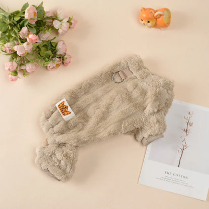 Soft Dog Clothes For Winter Warm Puppy Jumpsuit With D-ring Flannel Fleece Pets Sweater For Small Medium Dogs Yorkshire Pug Coat