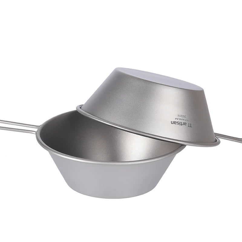 Tiartisan 260ml Titanium Camping Sierra Bowl With Fixed Handle Outdoor Picnic Ultralight Portable Salad Meal Bowl Food Container