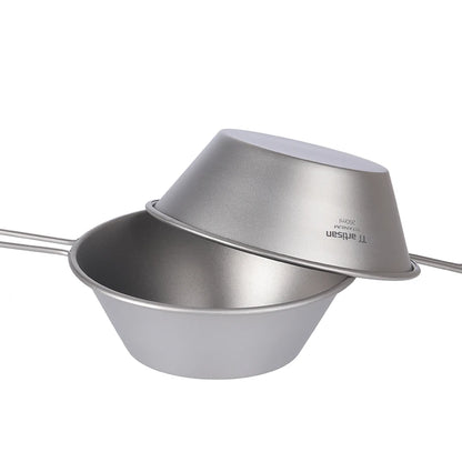Tiartisan 260ml Titanium Camping Sierra Bowl With Fixed Handle Outdoor Picnic Ultralight Portable Salad Meal Bowl Food Container