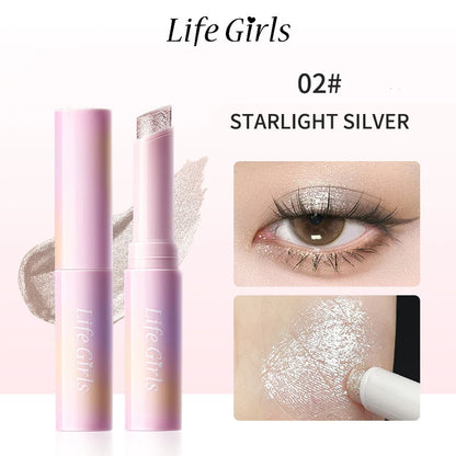 Water-Gloss Jelly Eyeshadow Stick Is a One-Swipe Makeup Highlight Eyeshadow Stick with Pearl Shimmer in Multiple Colors. Luminous Highlight Eyeshadow Stick Is a Two-Use Stick for Eyebrows. Waterproof Effect That Lasts Long an