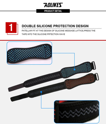 AOLIKES 1PCS Knee Braces for Knee Pain,Patella Knee Support Strap,Adjustable Patellar Tendon Stabilizer Band for Basketball