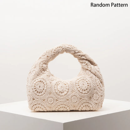 Pattern Hollow Woven Handbag，Bohemia Beach Bags for Women，Crochet Set，Beach Accessories Women，Travel Must Haves（Random Pattern）