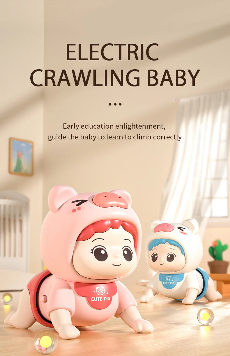 Baby toys learn to crawl guide head up practice training puzzle early education crawling baby sound light music