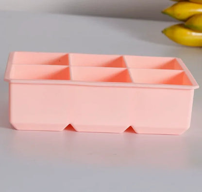 【Hot sales】1pc, Ice Cube Tray With Lid, 6 Cavity Flexible Food Grade Silicone Ice Cube Mold, Ice Trays For Freezer