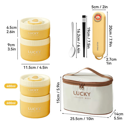 WORTHBUY Portable Sealed Thermal Lunch Box For Kids Stackable Microwave 304 Stainless Steel Bento Box Insulated Food Container