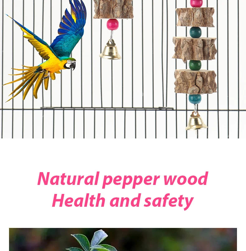 Natural Wooden Parrot Bird Toy Wood Parrot Chew Toy Chewing Cardboard Destroy Birds Toy Bird Cage Decoration Bird Supplies D9252