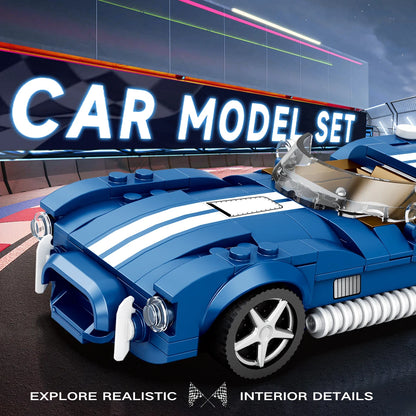 312PCS Blue Sport Car Building Block Set Creative City Vehicle Diy Car Model Bricks Desktop Display Puzzle Toys Holiday Gifts