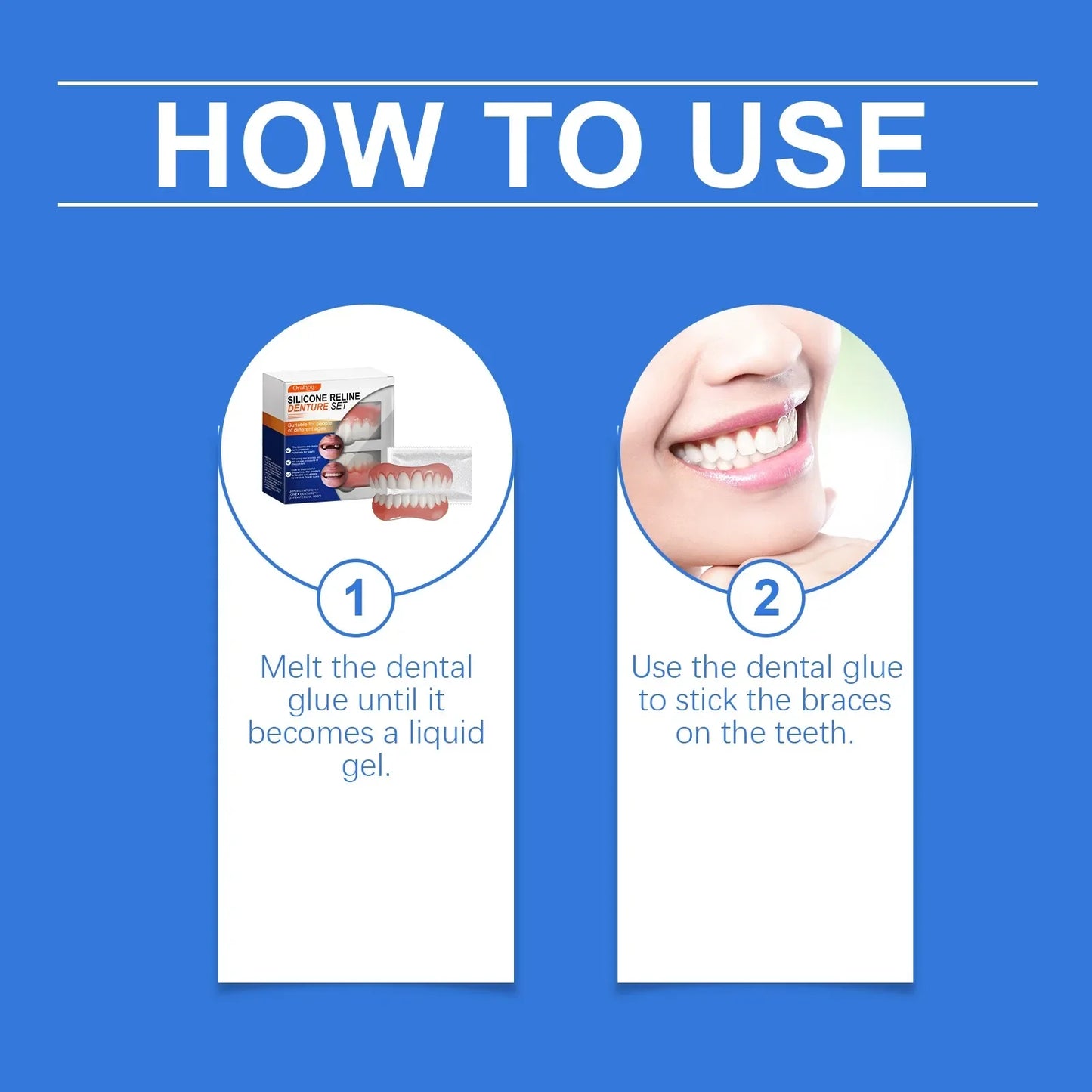 Flexible Silicone Dental Liner Kit, Soft Comfort Upper Lower Denture Set, Practical Easy Wear Braces for Daily Use