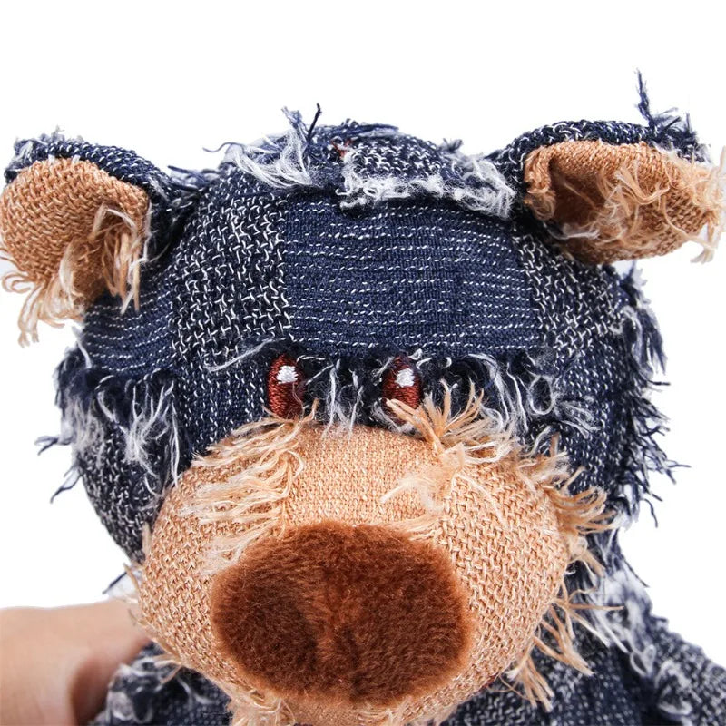 Dog Companion for Chewers Indestructible Bear Toy Resistant Squeaky Dog Toys Heavy Chewers Stuffed Plush Dog Toys for Aggressive