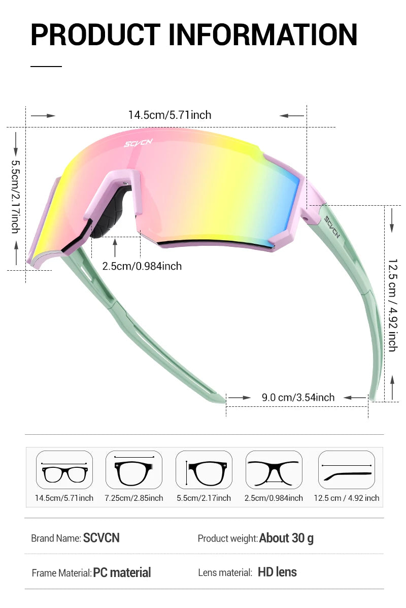 SCVCN Outdoor Cycling Sunglasses Men MTB Driving Bike Glasses Sports Climbing Hinking Eyewear Glasses Women MTB UV400 Goggles