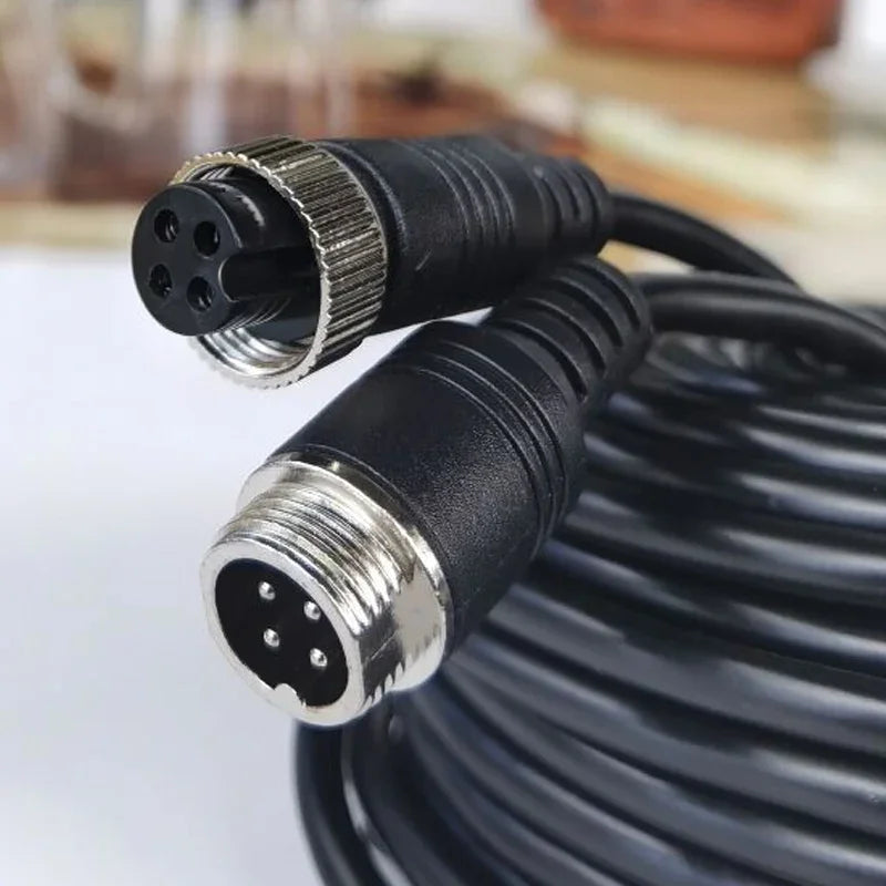 4 Pin Aviation Extension Video Cable 5M or 10M  or 15M  or 20M for Truck Van Rv Lorry Bus Monitor Backup Camera Connection