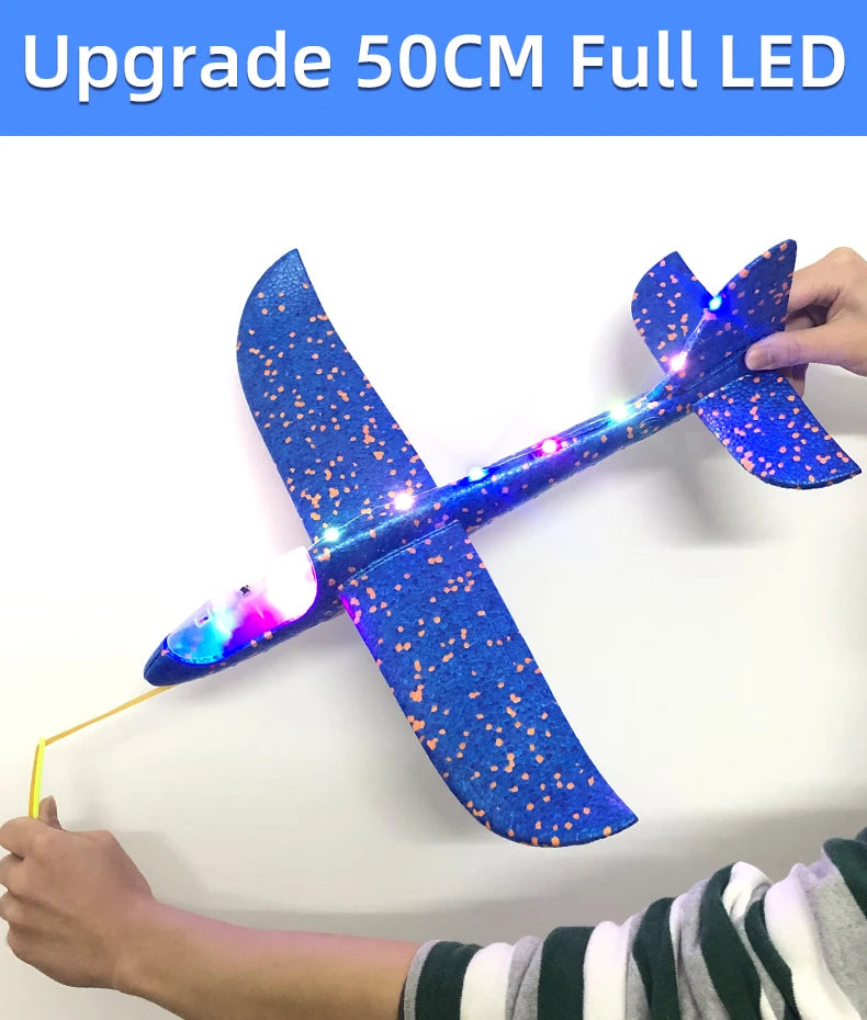 50/33CM Big Foam Plane Glider Hand Throw Airplane LED Inertial EPP Bubble Planes Outdoor Launch Kids Toys for Children Boys Gift