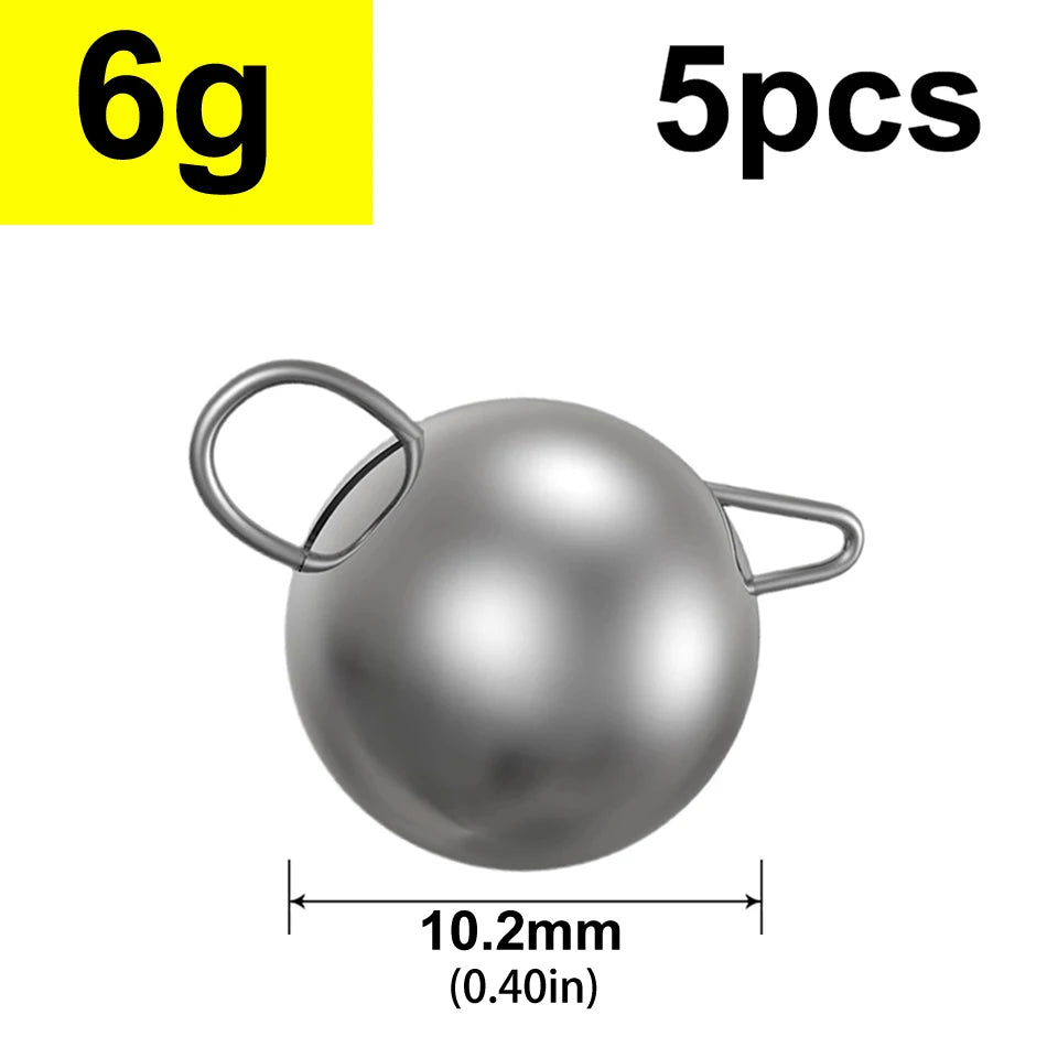 5pcs 2g-18g Fishing Weight Sinker Jig Head Deep Water Bullet Weight with Swivel Round Ball Sinkers Fishing Tackle Accessories