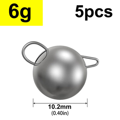 5pcs 2g-18g Fishing Weight Sinker Jig Head Deep Water Bullet Weight with Swivel Round Ball Sinkers Fishing Tackle Accessories