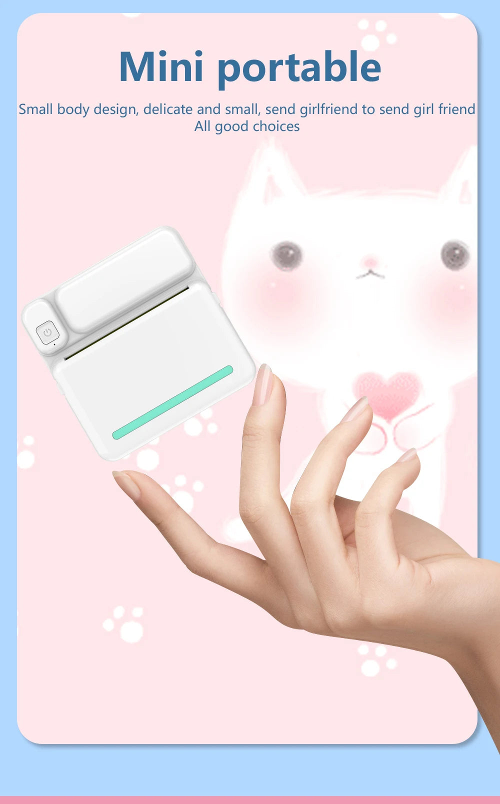 Portable Mini Bluetooth Wrong Printer Mobile Phone Photo Title Note Print Pocket Student Error Label Printer for Children's Gift