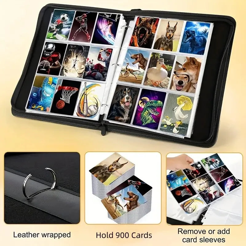 9 Pocket Card Binder with Sleeves 900 Double Sided Pocket Premium Collector Card Album,Card Collection Folder for Game,Sport