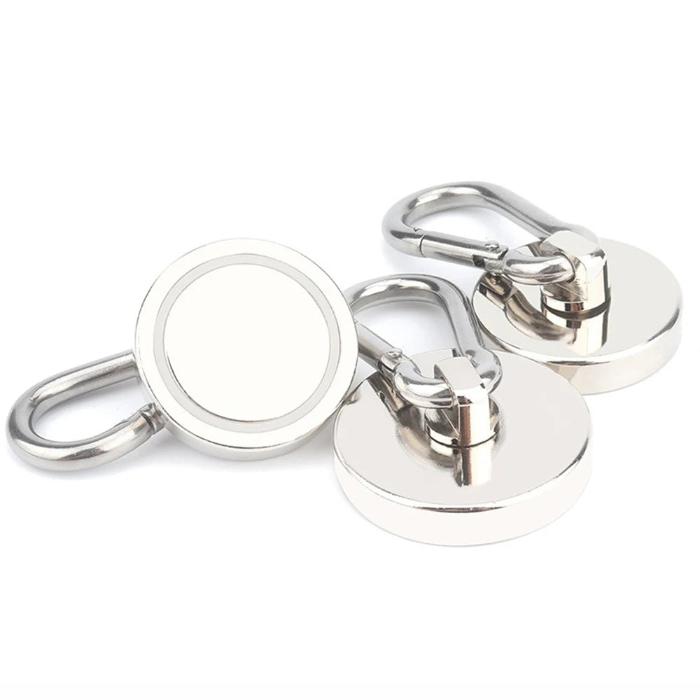 Magnetic Hooks Strong Heavy Duty Neodymium Hooks With Swivel Carabiner Hook For Refrigerator 1pcs Magnetic Materials