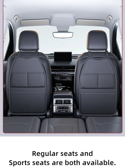 PU Leather Car Seat Kick Proof Pad with Pockets Multi-functional Tablet Holder Auto Seat Back Protection Cover for Kids