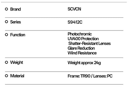 SCVCN Photochromic Cycling Glasses Man Bicycle Eyewear Cycling Running Women Bike UV400 Goggles Outdoor Sports Sunglasses