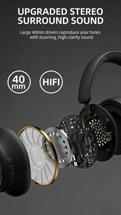 TD-20 Wireless Headphone 3D Spatial Audio Earphone Bluetooth 5.3 Headset 40mm Driver Over Ear Headphone 24H for Mobile Phone PC