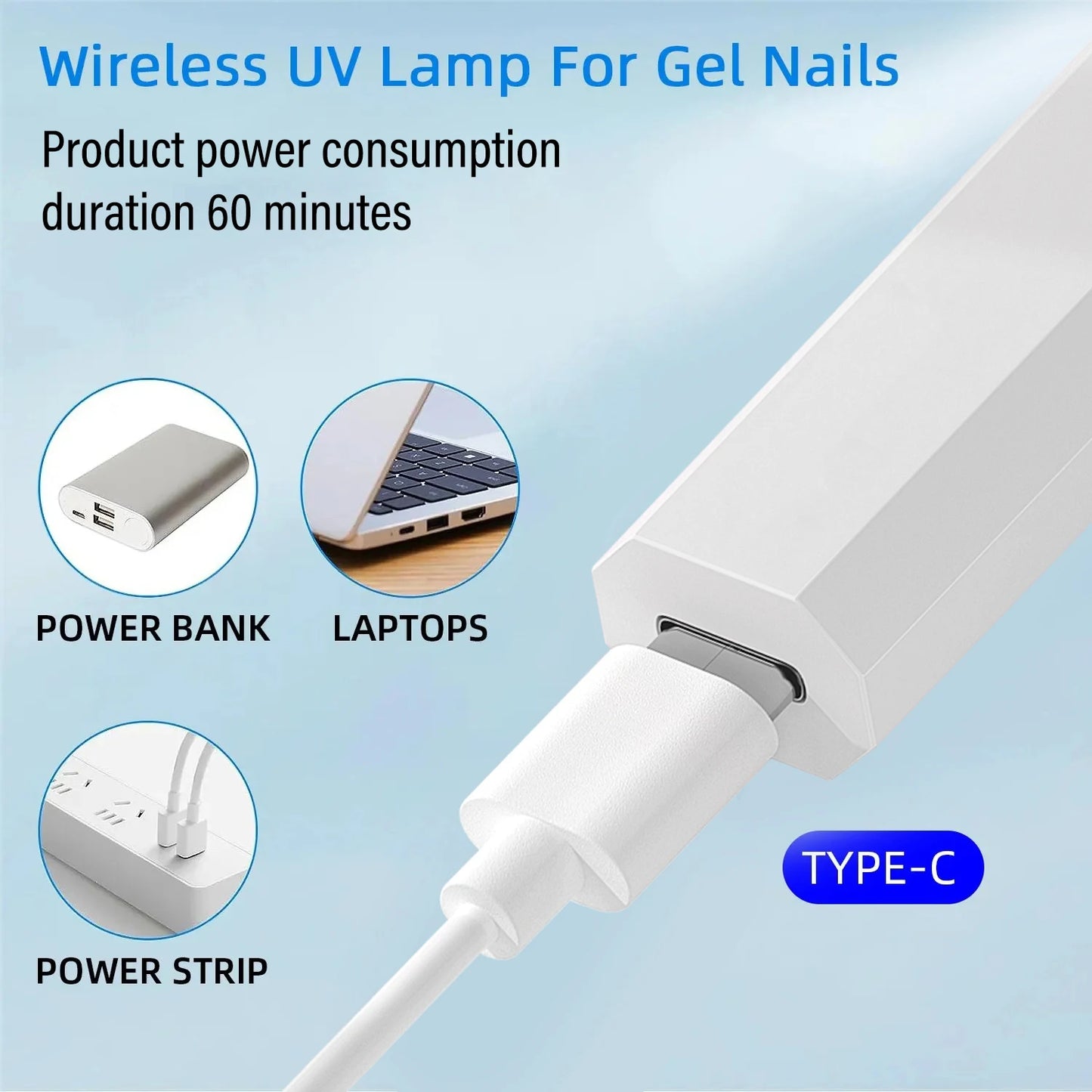 YIKOOLIN Handheld Nail Lamp UV LED Nail Light for Curing All Gel Polish USB Rechargeable Quick Dry Manicure Machine Nail Art