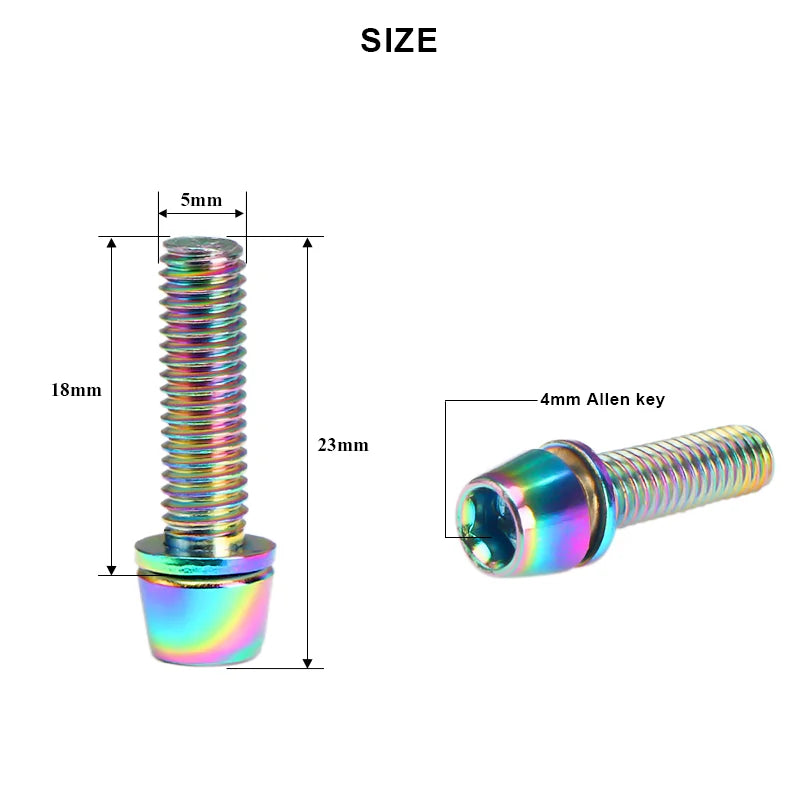 6pcs/set Bicycle Handlebar Screws Titanium-plated Colorful Steel M5*18MM MTB Bike Handle Bar Stem Riser Screw In Bolts