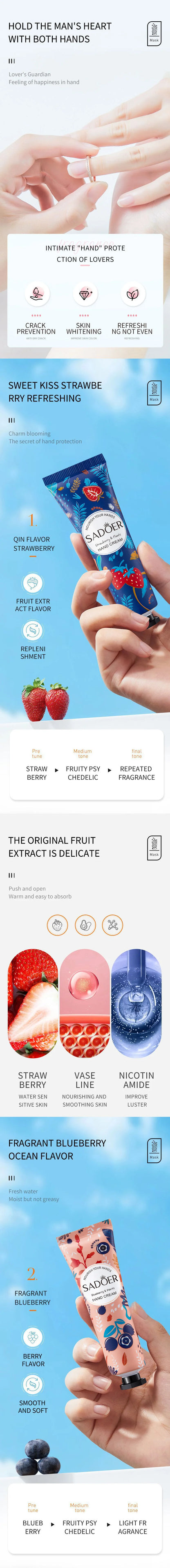 5Pcs/Pack Fruit Plant Fragrance Hand Cream Sets Moisturizing Lasting Repair Anti Dry Hand Lotion Sets Hands Skin Care Products