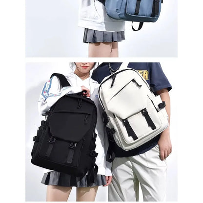 One 15 Inch Polyester Waterproof Solid Color Simple Men's Backpack Fashion Couple Student Computer Backpack