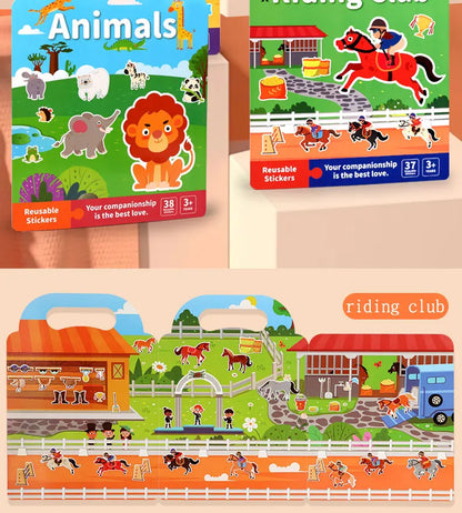 Children DIY Sticker Book Bubble Scene Sticker Jelly Paste Toy Kids Portable Reusable Quiet Busy Paste A Book