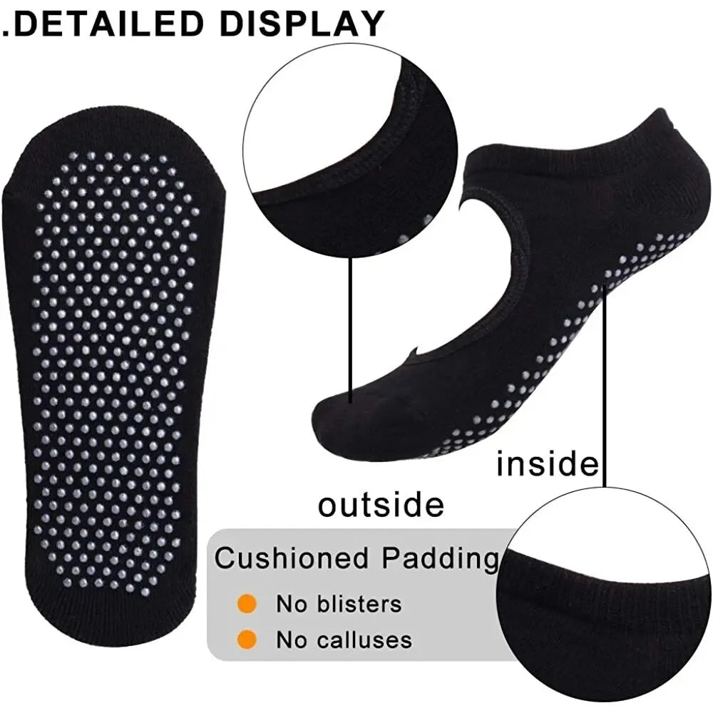 High Quality Women Yoga Socks Anti-Slip Breathable Backless Pilates Socks Ankle Ladies Ballet Dance Sports Socks for Fitness Gym