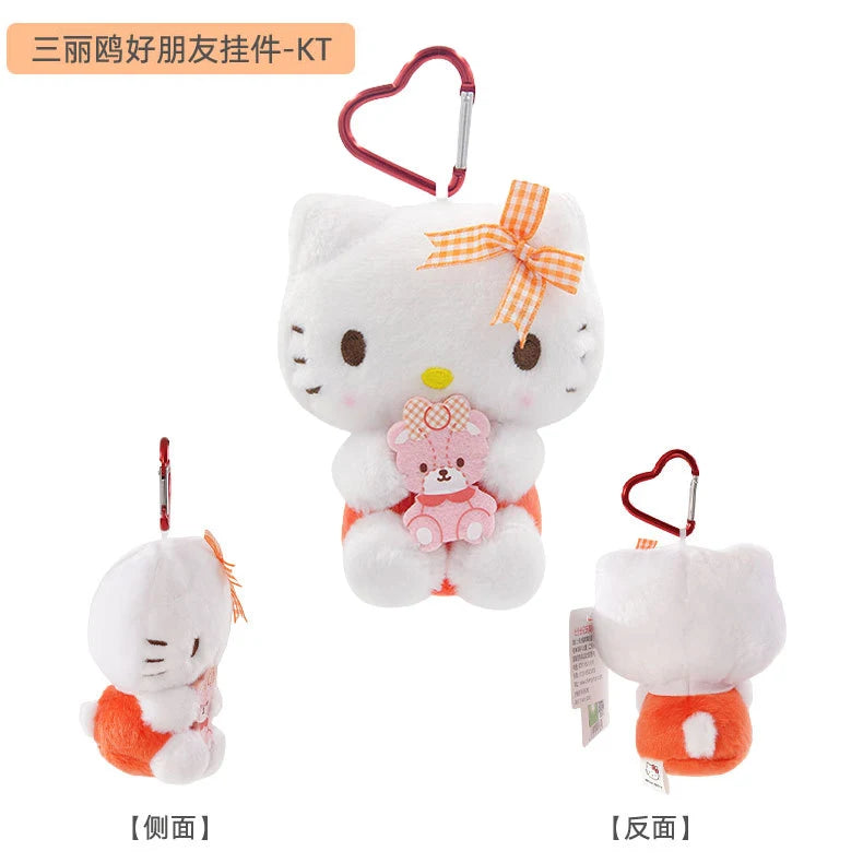 Genuine Sanrio Hello Kitty Kuromi Melody Pachacoo Cinnamoroll Stuffed Toy Pendant Cute Plush Toys Keyring Keychain Birthday Gift